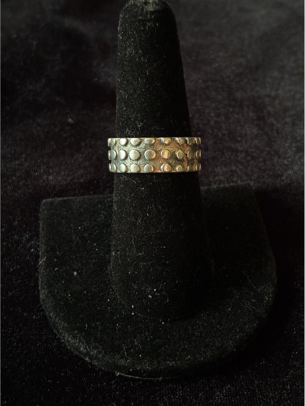 Vintage 925 Sterling Silver Wide Dot Cigar Band Ring Textured Stamped Sz 7.5